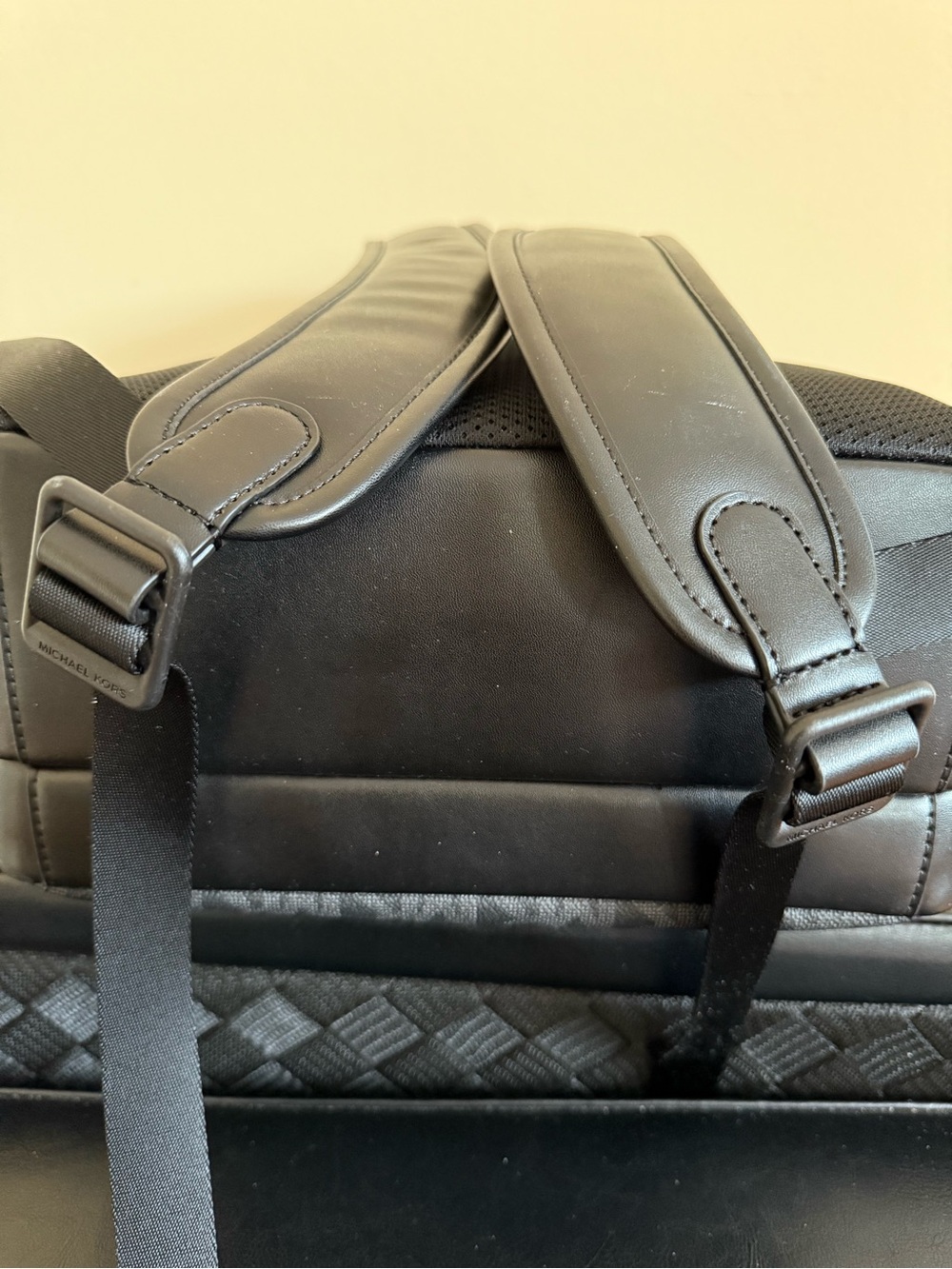 MICHAEL KORS EVERETT Backpack Front Unisex Black MK Logo Leather Laptop New Trip - Picture 13 of 13